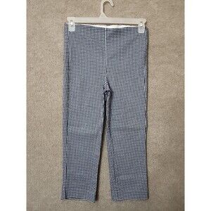 Chicos So Slimming Pull-On Capri Pants Womens 0 US 4 Blue White Check Stretch